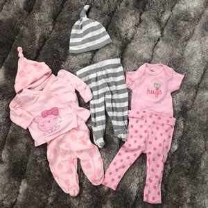 Infant pajamas size newborn & premie pink & grey